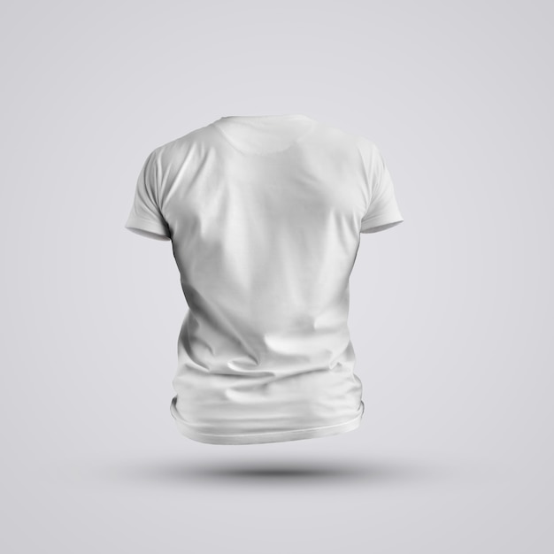 Cloth template.  Visualization of a blank t-shirt on a body without a man on white background. Back pose. Mockup ready to use in your design.