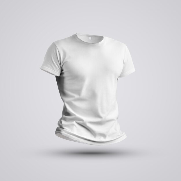 Photo cloth template.  visualization of a blank t-shirt on a body without a man with shadows on studio background. front pose. mockup ready to use in your design.