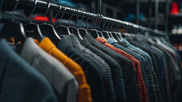 Clothes on Black Hanger Against Black Background