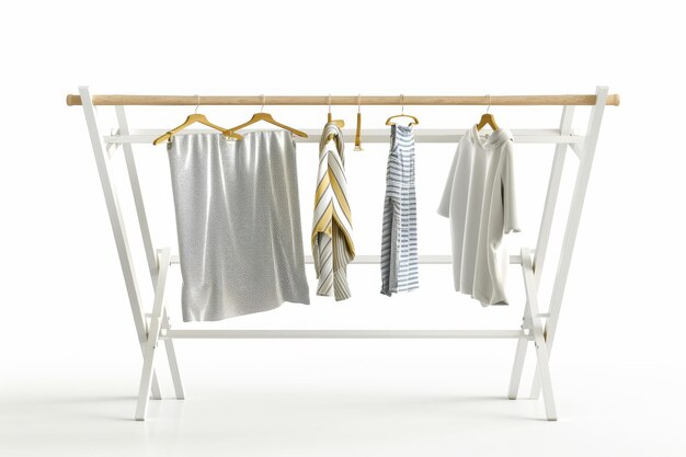 Photo clothes drying rack isolated on white background