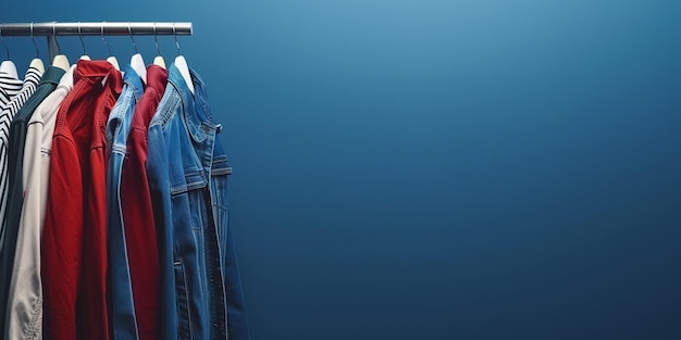 Clothes on hangers in a store generative ai