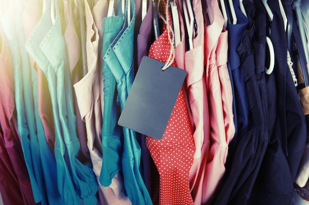 Clothes hanging on the rack in the store