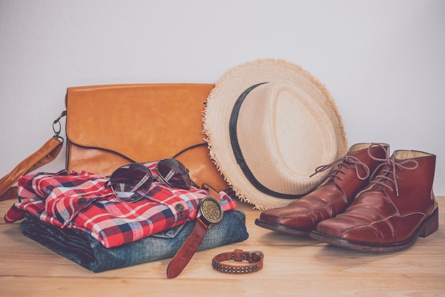 Clothing for Men on the wooden floor