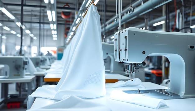 Clothing pattern manufacture on sewing factory isolated with white highlights