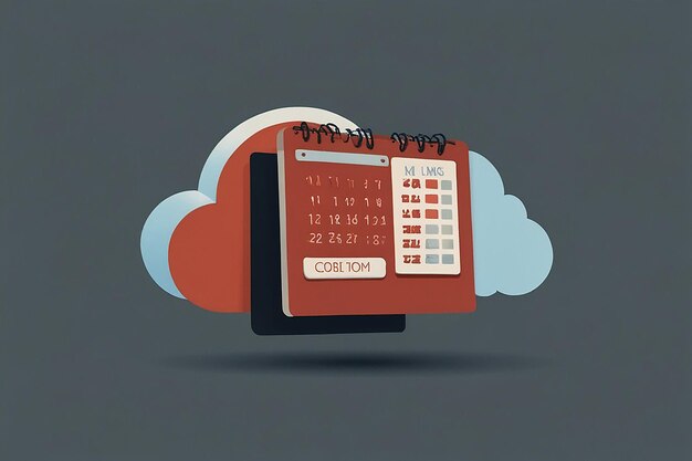 Photo cloud calendar vector icon illustration of cloud computing iconset