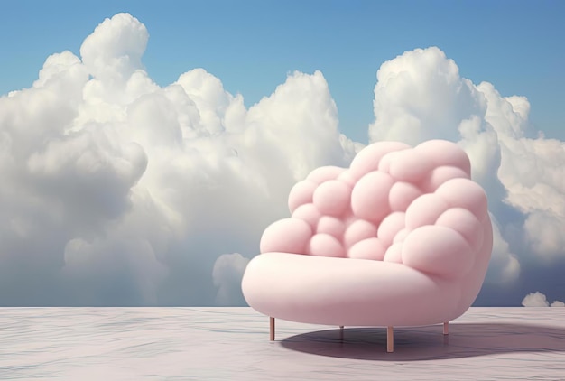 Photo a cloud chair on a cloudy day in the style of photorealistic surrealism