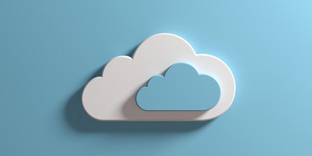 Photo cloud computing clouds isolated on blue wall background 3d illustration