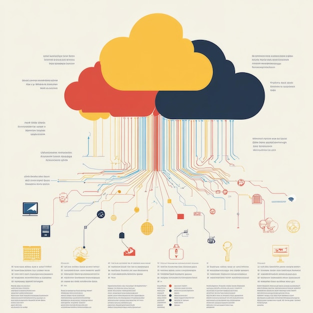 Photo cloud computing concept illustration with many connected devices