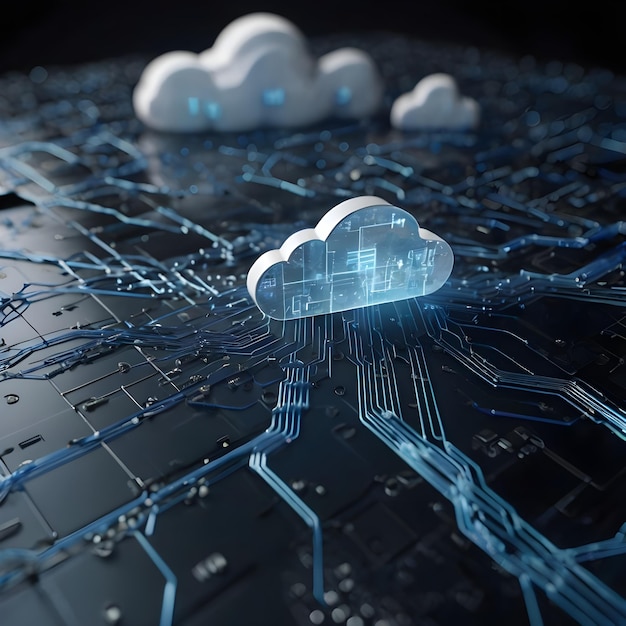 Cloud computing and network security concept 3d rendering conceptual image