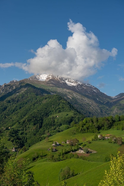 Cloud covering the top of the mountain