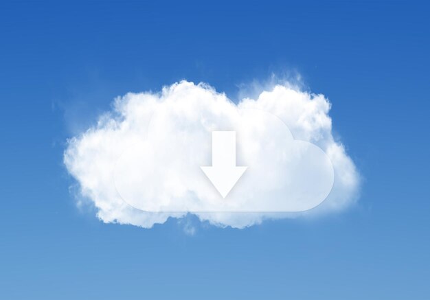 Photo cloud data shape illustration concept isolated over blue sky background