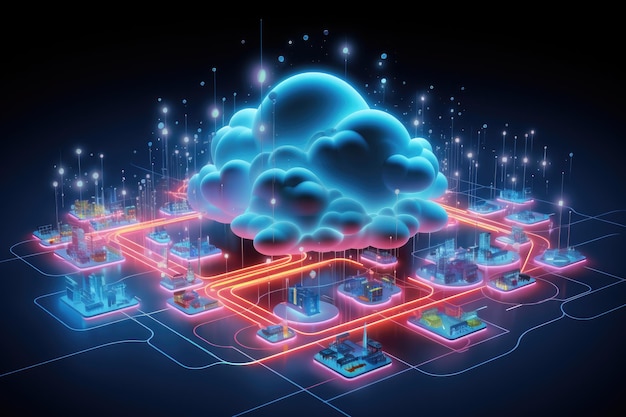 cloud data storage database firewall internet connection abstract