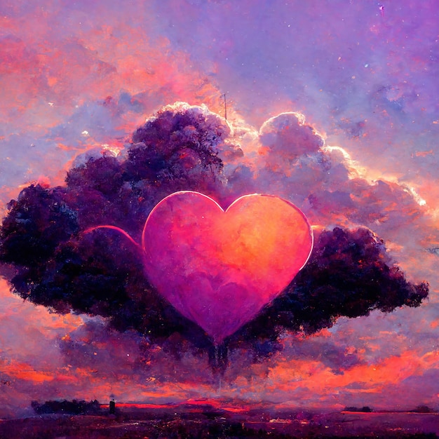 Cloud heart figure shape form in pastel soft deep violet color tone