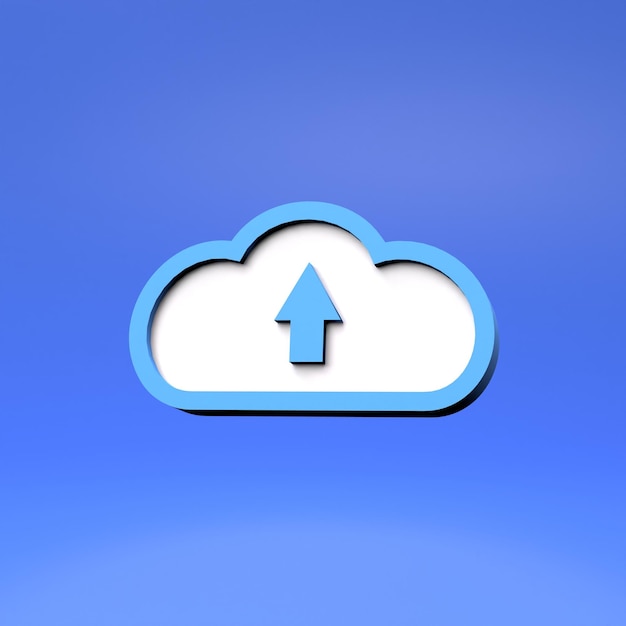 Cloud icon on a blue background 3d render illustration