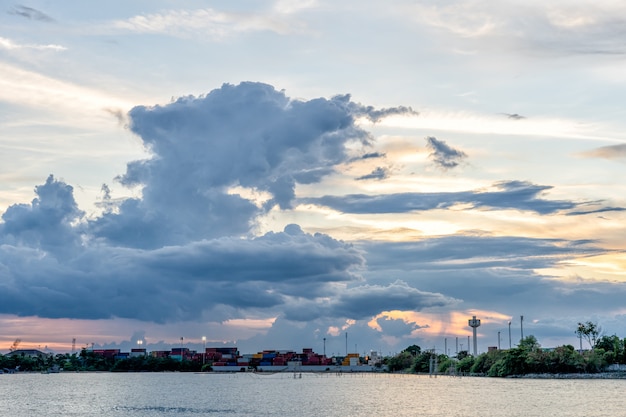 Cloud lake and cargo in songkhla province thailand