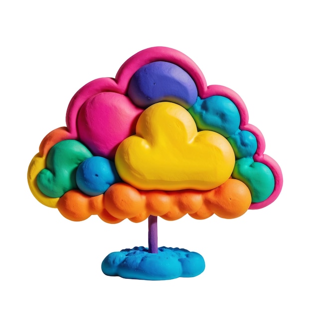 Cloud made of colourful craft clay