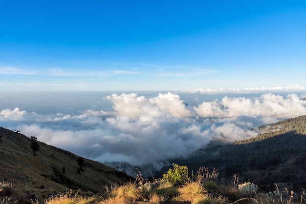 Above the cloud and mountain view from Rinjani mountain