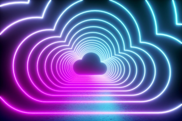 Cloud neon icon panoramic