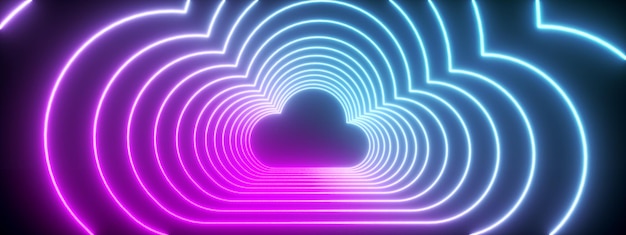 Cloud neon icon panoramic