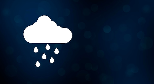 Cloud and rain drops icon on bokeh background