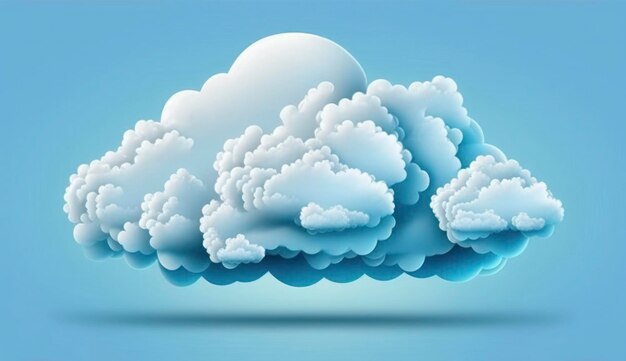 Cloud in sky on blue transparent background Realistic fluffy white object vector illustration