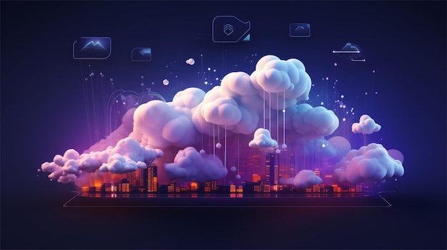 Cloud storage technology Integrated digital web concept background