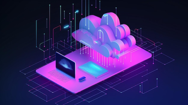 Cloud technology concept Data center concept Mode 3D