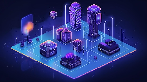 Cloud technology concept Data center concept Mode 3D