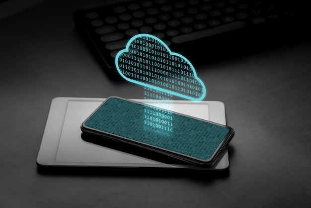 Cloud technology icon on smartphone