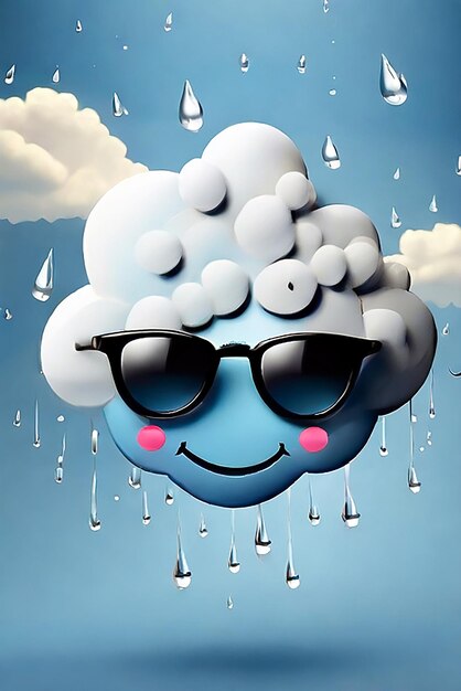 Photo a cloud that has sunglasses on it and a face that says quot sunglasses quot