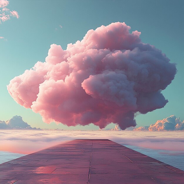 Photo a cloud that is pink and purple and has a pink cloud in the middle