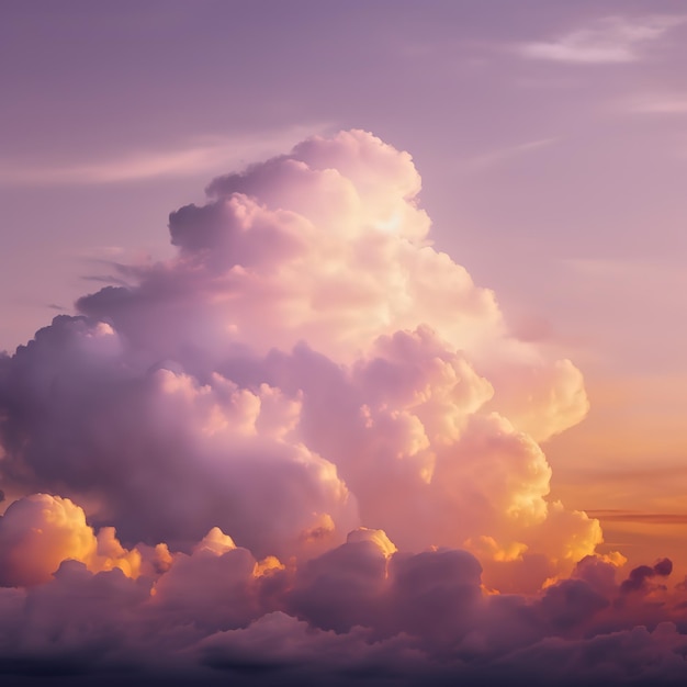 A cloud that is in the sky with the sun shining on it.