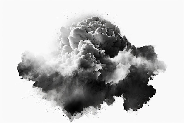 Cloud On a white background alone Clouds with a brush effect textured smoke and abstract black