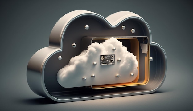 A cloud with a credit card inside it