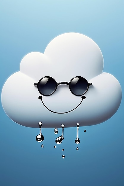 Photo a cloud with sunglasses and a smile on it