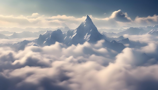 Over the Clouds Fantastic background with clouds and mountain peaks