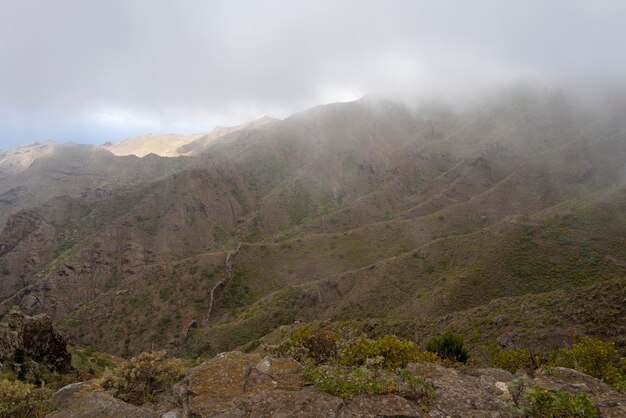 Clouds over the mountains on the island of Tenerife