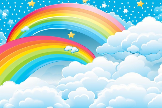 Clouds and rainbow background