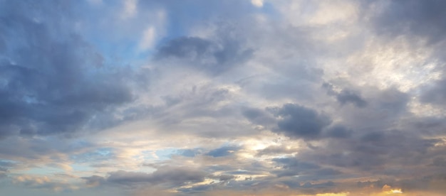 Clouds on sky Blue sky with clouds and sun light