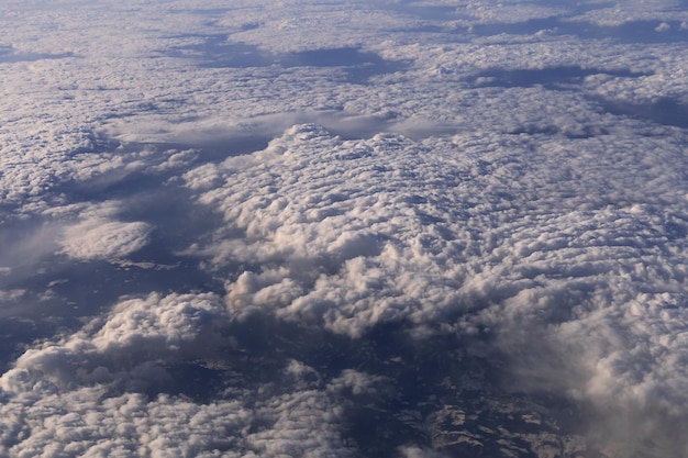 Clouds in the sky from a bird's eye view