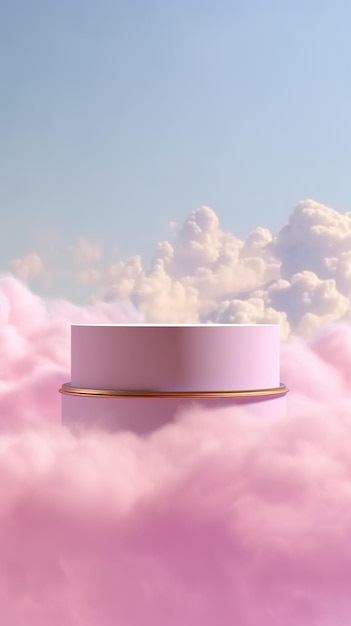 Clouds on the sky with display stand Romantic podium backdrop for product display AI Generated