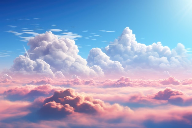 Clouds and sky with pastel color background beautiful pink clouds painting in the sky