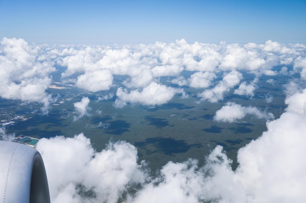 Clouds above the water and the sky