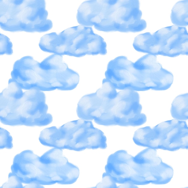 Clouds on white background seamless pattern Sky weather repeat print Cute design