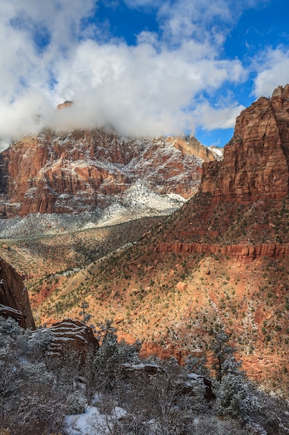 Clouds over Zion National Park in winter USA