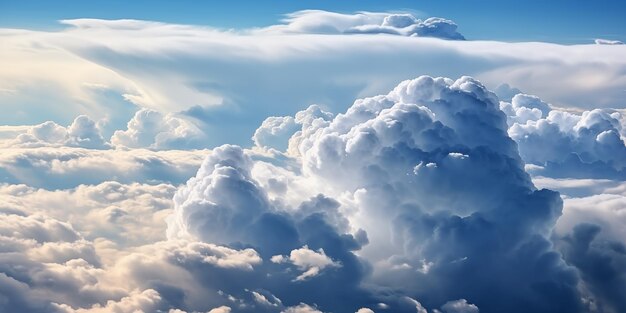 cloudscape beautiful aerial view above clouds on sunny day