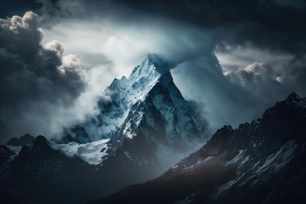 Cloudshrouded mountain majesty AI generated