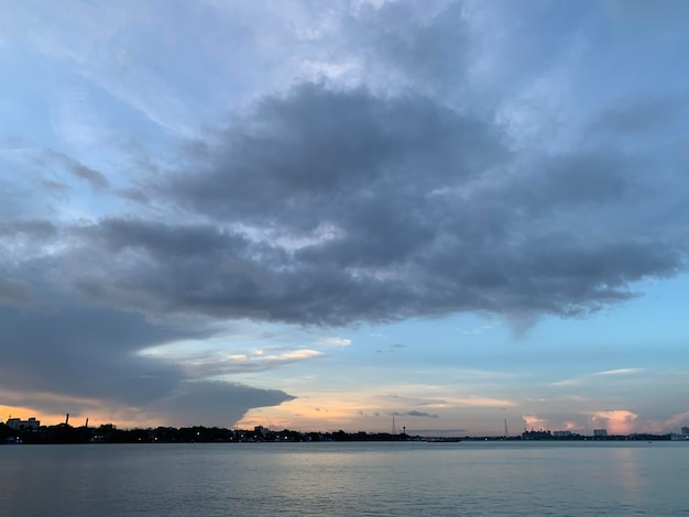 Cloudy sky and river