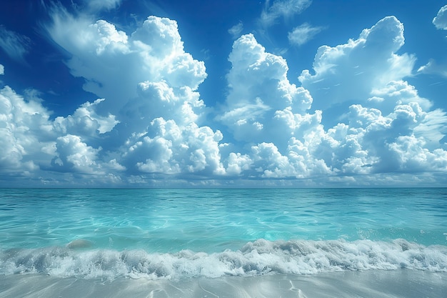 Cloudy sky above a vibrant blue sea symbolizing nature weather or tranquility