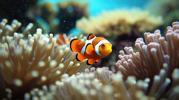 A clown fish swimming in anemone Generative AI Art